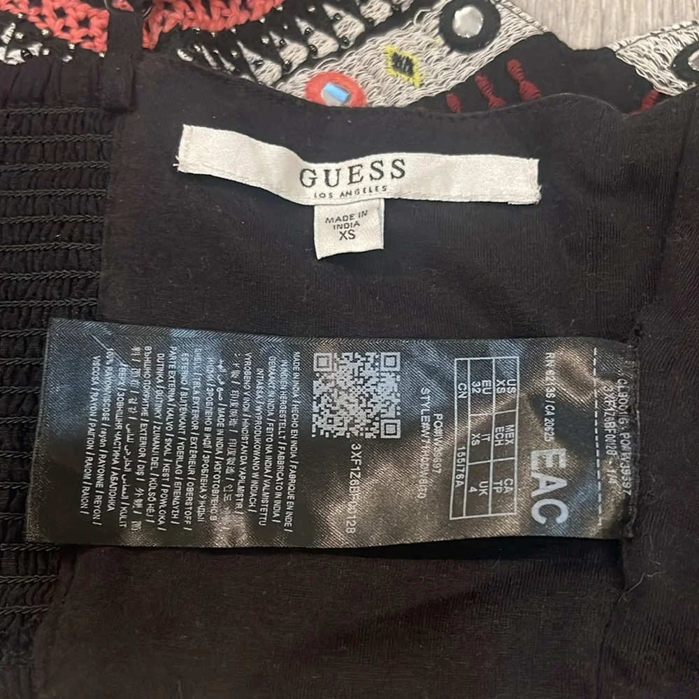 GUESS Womens Black Liberty Embroidered Crop Top Jet Size  XS - Picture 9 of 12